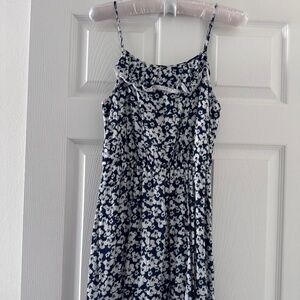Floral blue white green strap dress